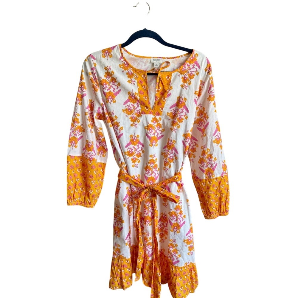 J. Crew Orange and Pink Bohemian Style‎ Floral Dress